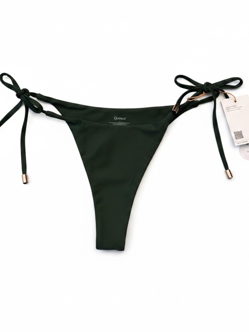 Quince Forest Green Tie-Side Bikini Bottom-NWT